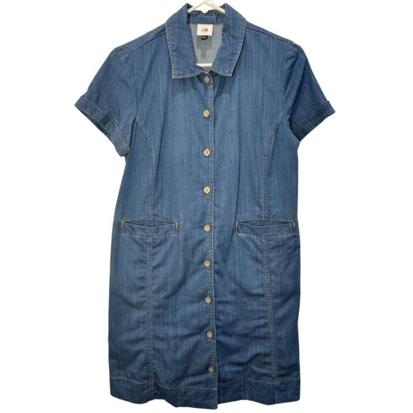 CAbi Piece of Cake Denim Collar Mini Dress Size Small - Picture 1 of 8